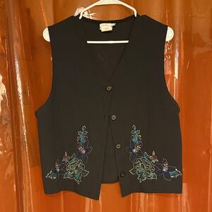 Jantzen Black Floral Embroidered Women's Vest